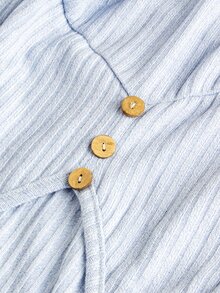 GentleRue Maternity Setelan Hamil 2 Potong Lengan Panjang Kancing Biru Musim Gugur - Baby Blue - View 11