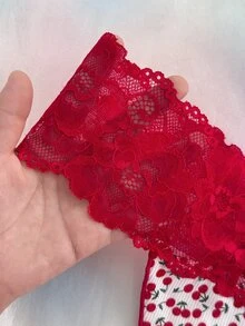 Nora Wilde 5PCS Floral Lace Digital Print Women's Thong Panties, Soft And Comfortable, Suitable For Daily Wear, Sweet And Cute, Perfect For Dates And Parties. - Multicolor - View 7