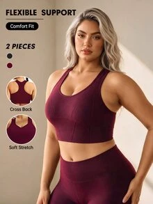 Velisys Velisys Plus Size Seamless 2-Pack Sports Bras - Multicolor - View 1