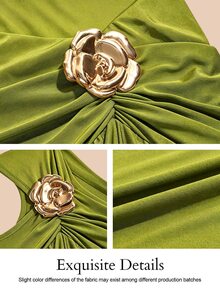 KIORVELLA Plus Asymmetrical Neck Top & Split Thigh Skirt - Green - View 7