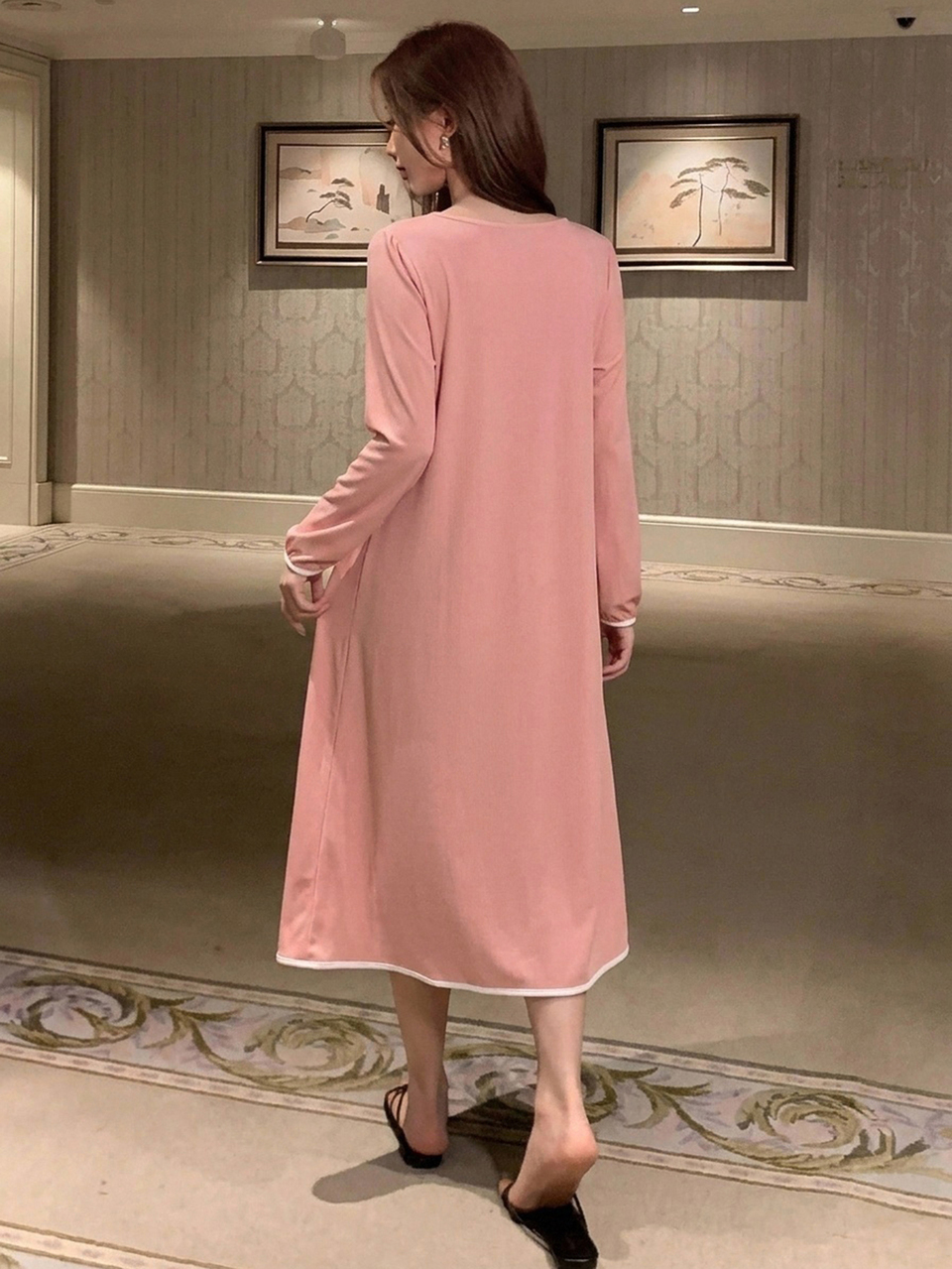 Women's Colorblock Pleated Casual Daily Home Sleep Dress
