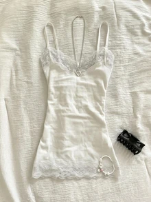IslaSuriya 女款蕾絲拼接休閒日常細肩帶背心 - 彩色 - 查看 4