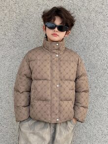 DAZY Tween Boy Winter Casual Versatile Warm Jacket - Brown - View 5