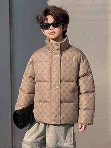 DAZY Tween Boy Winter Casual Versatile Warm Jacket - Brown - View 4