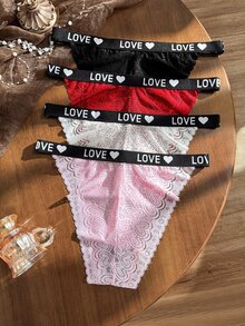 Divavoom 4 chiếc quần lót nữ size lớn bằng ren, cạp lưng chữ - Nhiều màu - Xem 4