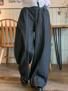 Dazy Plus Elastic Waist Loose Striped Curved Leg Jeans, Casual Retro Versatile Spring/Autumn New Style For Girls - Dark Wash - View 4