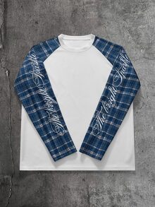 AXEPEAK Men's Letter Print Casual Daily Long Sleeve T-Shirt - White - View 4