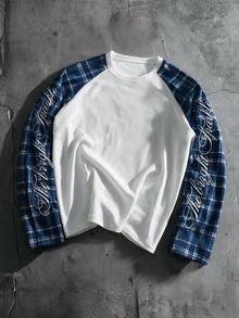 AXEPEAK Men's Letter Print Casual Daily Long Sleeve T-Shirt - White - View 7