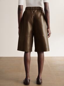 Briarwyn Women's Solid Color Pocket PU Leather Fashion Versatile Shorts - Brown - View 6