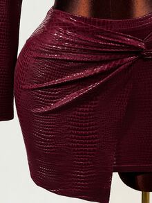 Mistrie Women's Slim Fit Long Sleeve Blazer Suit Set - Burgundy - View 9