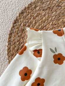 SHEIN 女嬰女童秋冬長袖圓領簡約休閒印花夾克與時尚休閒百搭印花長褲套裝，舒適適合露營及室內/戶外穿著，秋季實用時尚設計，適用戶外或居家休閒時光 - 彩色 - 查看 7
