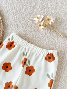 SHEIN 女嬰女童秋冬長袖圓領簡約休閒印花夾克與時尚休閒百搭印花長褲套裝，舒適適合露營及室內/戶外穿著，秋季實用時尚設計，適用戶外或居家休閒時光 - 彩色 - 查看 9