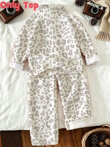 Young Girls 1 Pc Fall Tops Leopard Print Half Zip Sweatshirt, Casual Long Sleeve Pullover, Fall Winter - Multicolor - View 2