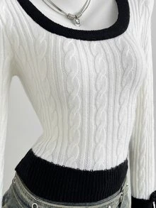 Sunnyshic Women's Elegant Autumn/Winter Daily Party Gathering Photo-Ready Pullover Sweater With Bowknot Cuffs - Multicolor - View 7