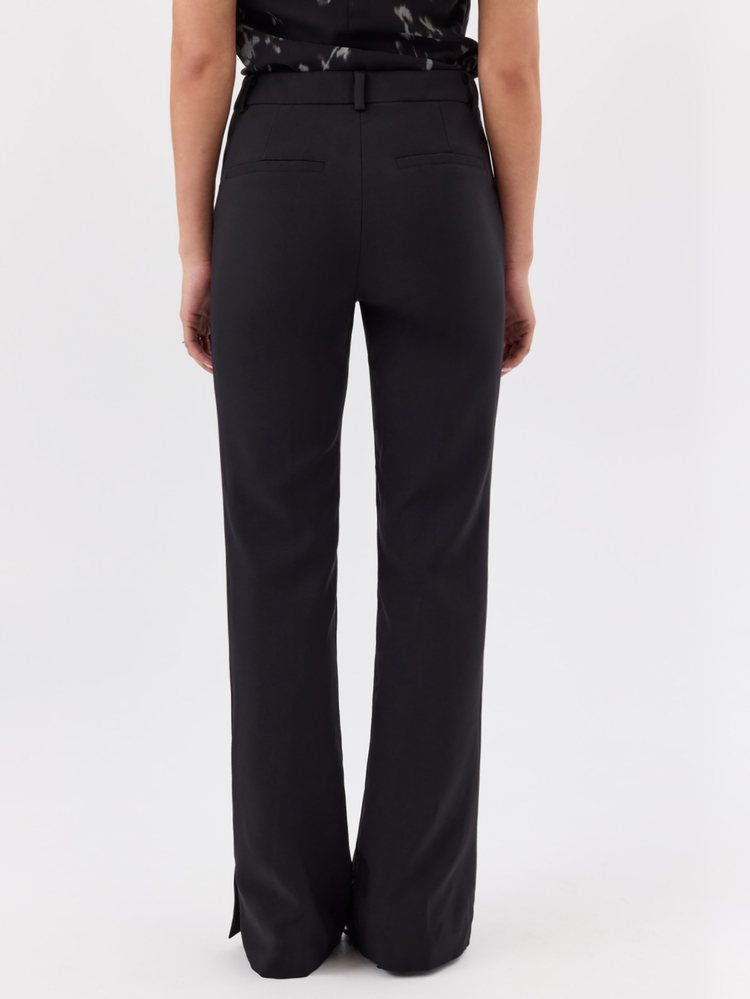 KÆRIA Hus High Rise Pintuck Split Hem Pants - Comfort Sculpt Stretch - Black - Flared Pants, Tailored, Trouser Business, Work, Autumn, Casual - Black - View 2