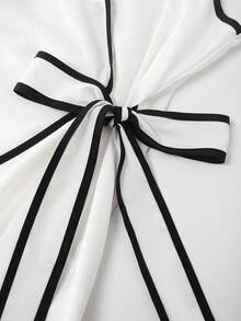 EMERY ROSE Women's Elegant Contrast Color Trim Tie-Wrap Camisole Dress, Summer - White - View 6
