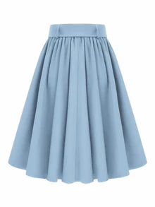 EMERY ROSE Women's Casual Daily Wear Skirt With Button Decor - Blue - View 2