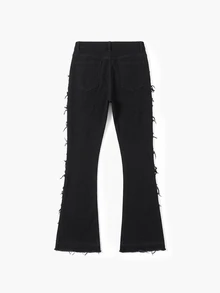 Manfinity Roughcore Men Raw Trim Skinny Jeans - Black - View 4