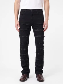 Manfinity Roughcore Men Raw Trim Skinny Jeans - Black - View 2