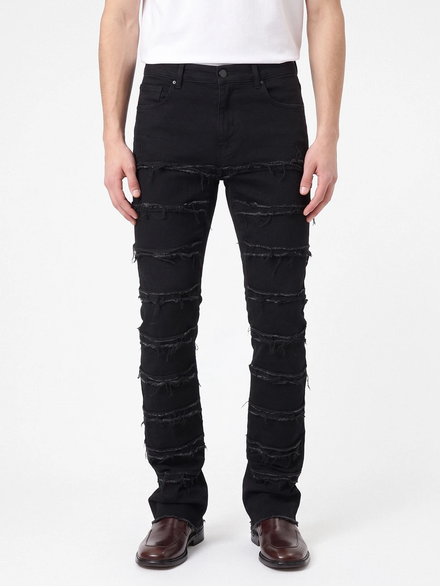 Manfinity Roughcore Men Raw Trim Skinny Jeans