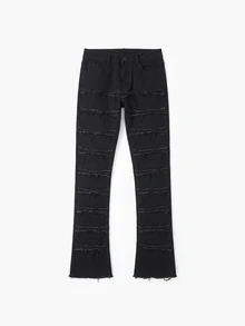 Manfinity Roughcore Men Raw Trim Skinny Jeans - Black - View 8