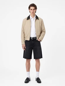 PAVTROS Shorts vaqueros sueltos y casuales con dobladillo crudo, estilo emo - Negro - Ver 6
