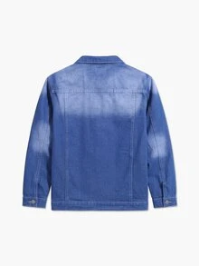 Manfinity Homme Chaqueta vaquera casual con bolsillo con tapeta para hombre - Azul - Ver 5