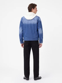 Manfinity Homme Chaqueta vaquera casual con bolsillo con tapeta para hombre - Azul - Ver 2