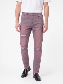 Manfinity Homme Men's Casual Ripped Distressed Denim Jeans - Purple - View 4