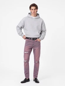 Manfinity Homme Men's Casual Ripped Distressed Denim Jeans - Purple - View 5