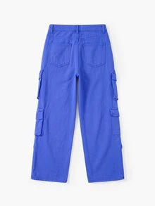 Manfinity Hypemode Men's Solid Color Pocket Minimalist Wide Leg Long Pants, Casual Everyday Wear - Royal Blue - View 7