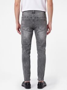 Manfinity Homme Men's Fashionable Denim Skinny Fit Casual Pants, Suitable For Summer - Light Grey - View 2