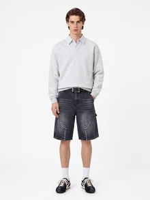 Manfinity Roghcode Men's Casual Multi-Pocket Denim Cargo Shorts, Summer Fashion - Black - View 4