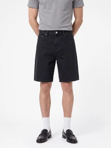 Manfinity Homme Men's Casual Loose Denim Wide Leg Shorts Men Black Denim Shorts - Black - View 4