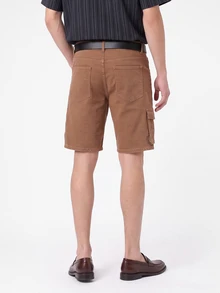 Manfinity Homme Men's Coffee Brown Distressed Denim Cargo Bermuda Shorts With Multiple Pockets, Perfect For Avant-Garde Street Casual Style. - Coffee Brown - View 2