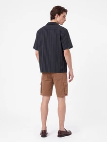 Manfinity Homme Men's Coffee Brown Distressed Denim Cargo Bermuda Shorts With Multiple Pockets, Perfect For Avant-Garde Street Casual Style. - Coffee Brown - View 6