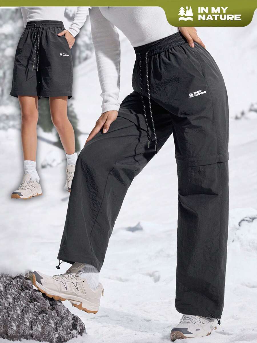 WanderVale Women's Casual Letter Print Drawstring Hiking Pants, Autumn, Warm Pants,
