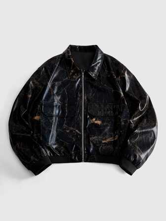 Casual Men's Fashion Vintage PU Blazer