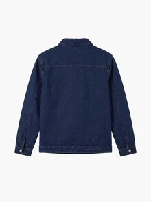 Manfinity Homme Casual Dark Washed Blue Loose Fit Denim Jacket With Large Pockets, Spring/Summer - Dark Wash - View 6