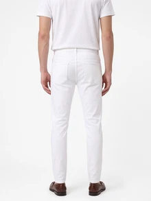Manfinity Homme Men's Skinny Fit Jeans With Zipper Ankle Boyfriend & Husband Stretch Ripped White For Slim Fit Street - White - View 2
