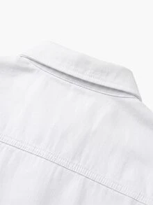 Manfinity Homme Men's Loose Denim Short Embroidered Top Perfect Holiday Gift For Boyfriend & Husband - White - View 4