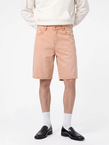Manfinity Homme 男士休闲日常通勤简约纯色斜插口袋宽松牛仔短裤，夏季 - 棕色 - 查看 1