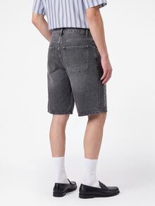 Manfinity Joysei Men's Casual Loose Fit Rhinestone Embellished Pocket Wide Leg Denim Shorts - Grey - View 2