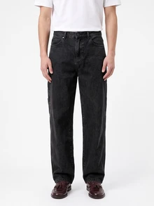 Manfinity EMRG Men's Hip Hop Street Fashion Snow Wash Straight Leg Jeans - Black - View 3