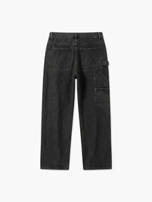 Manfinity EMRG Men's Hip Hop Street Fashion Snow Wash Straight Leg Jeans - Black - View 5