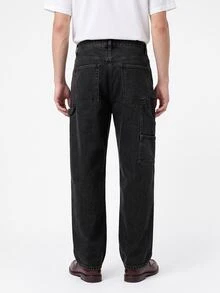 Manfinity EMRG Men's Hip Hop Street Fashion Snow Wash Straight Leg Jeans - Black - View 2