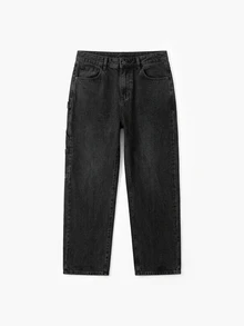 Manfinity EMRG Men's Hip Hop Street Fashion Snow Wash Straight Leg Jeans - Black - View 4