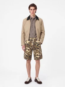 Manfinity Hypemode Camouflage Watermark Cargo Wide Leg Men's Shorts, Holiday Heach Vacation Dark Brown Summer Streetwear - Army Green - View 4