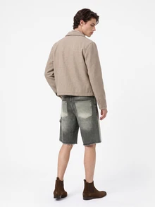 Manfinity Roghcode Men's Casual Streetwear Denim Shorts With Pockets And Buttons For Daily Wear Vacation Holiday Dark Grey Summer - Black - View 6