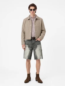 Manfinity Roghcode Men's Casual Streetwear Denim Shorts With Pockets And Buttons For Daily Wear Vacation Holiday Dark Grey Summer - Black - View 5